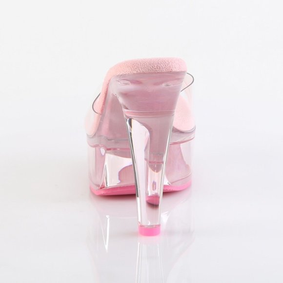 Platform Slide On Clear High Heel Shoes - Picture 4 of 5